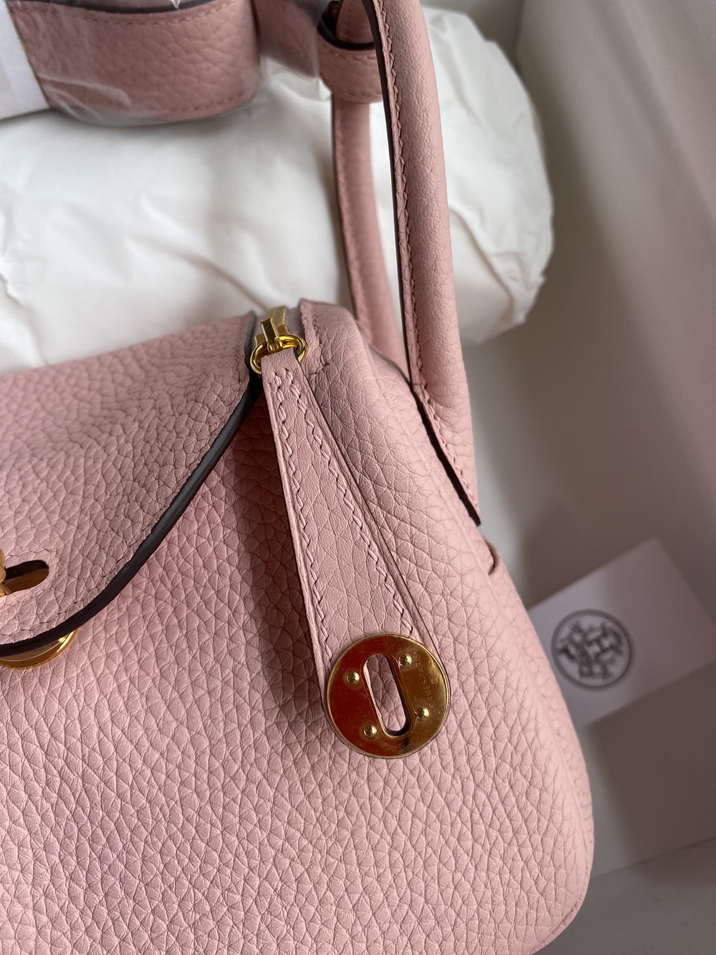 Hermes Mini Lindy 19cm Handbag Shoulder Bag In Pink Clemence Leather